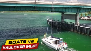 BOAT MAKES A BIG MISTAKE AND CRASHES INTO BRIDGE  Boats vs Haulover Inlet [upl. by Elvie180]