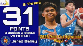 Jared Bahay 31 Pts 3 Ast 8 Threes vs Mapua Full Game Highlights  NBTC 2023 [upl. by Ezmeralda]