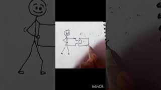 how to draw vector stick man cartoon of too men drawing step art simpledrawingstepbystep [upl. by Adaha]