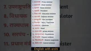 daily use wordsidioms and phrasesdesignation name english vocabulary englishlanguage vocabs [upl. by Azar]