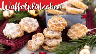 Plätzchen im Waffeleisen backen  leckeres Waffelplätzchen Rezept  16 Foodadventskalender foak2021 [upl. by Gillespie490]