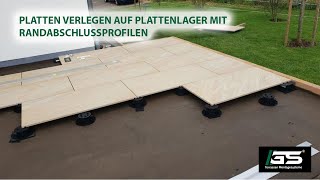 Keramische Platten Steinterrasse verlegen auf Plattenlager mit Randabschluss [upl. by Boar]