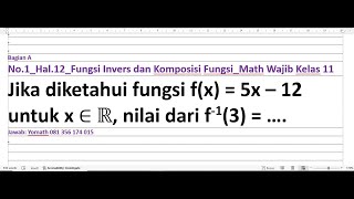 Jika diketahui fungsi fx  5x – 12 untuk x ∈ R nilai dari f13  … [upl. by Chew]