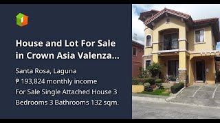 House and Lot For Sale in Crown Asia Valenza Sta Rosa Laguna [upl. by Justinn616]