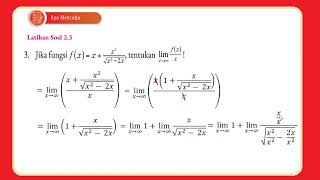 Jika fungsi fx  x  x2  √x2  2x  tentukan lim fx  x Latihan soal 23 limit nomor 3 [upl. by Notyard]