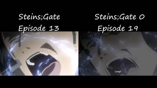 SteinsGate 0 Ep 19 and SteinsGate Ep 13 COMPARISON side by side  OKABE USES TIME LEAP MACHINE [upl. by Llerihs]