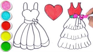 Girl Dress Drawing Painting amp Coloring For Kids And Toddlers Child Art For Kids Hub [upl. by Nyladnar]