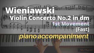 Wieniawski  Violin Concerto No2 Op22 in dm 1st Mov Piano Accompaniment Fast [upl. by Raines]