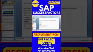 SAP SuccessFactors RCM Training Video 28 14th Oct 2024 sapsuccessfactorstraining [upl. by Amisoc948]