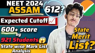 ASSAM NEET 2024š’cutoffš“600 By 921 STUDENTS š±š± Merit list  neet2024 assam meritlist cutoff [upl. by Gillan]