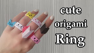 Origami Paper Cat Ring  How to make paper rings  DIY Origami Heart Ring [upl. by Anitaf366]