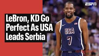 KD LeBron perfect as USA lead Serbia at half 💯 [upl. by Eirrehc]