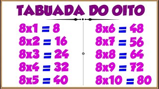 Tabuada do 8 OITO║Ouvindo e Aprendendo a tabuada de Multiplicação por 8『Tabuada do OITO』 [upl. by Leidba]