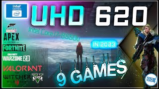 Intel UHD 620  i7 8550u in 9 games  2023 [upl. by Arahsal980]