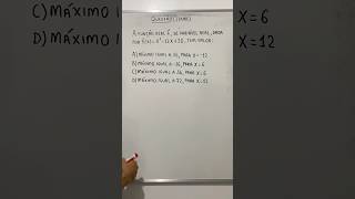 Relação entre o coeficiente a e o valor Mínimo da função quadrática matemática shortsvideo [upl. by Byrdie305]