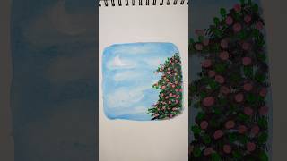 Day 14 Easy beautiful landscape tutorial Beginners shortsfeed art artandcraft easyart trending [upl. by Anatnahs]