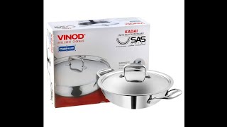 Vinod Platinum Triply Stainless Steel Kadai with Lid 24 cm 25 Ltr Induction Friendly [upl. by Moselle]