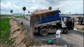 Full VDO 4H Filling Up Using Perfectly Dozer Komatsu D58P Leveling Ground amp Truck5T Unloading [upl. by Ydnys]