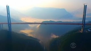 China Sets Record for Worlds Highest Bridge Again [upl. by Aiekam]