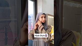 eidhijabseries Eid Special 🌙Hijab Tutorial W Earrings  chiffon layered Hijab Style drsidra9oor [upl. by Nageet139]