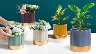 Easy cement pottery making  Cement flower vase  Cement planter Making [upl. by Itaws]