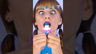 ASMR Emoji Blue Gummy Sharks Bubble Gum Mukbang shorts [upl. by Nnylyaj]