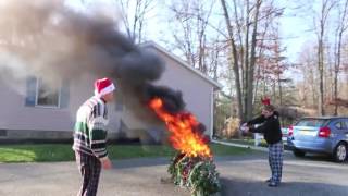 Psycho Kid Torches Christmas Tree with 80s Music [upl. by Hau]