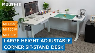 Large Height Adjustable Corner SitStand Desk  MI15001 MI15010 MI15011 Assembly [upl. by Oidiple]