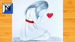 Easy way to draw heart broken sad girl  step by step beginner drawing  pencil drawing tutorial [upl. by Eliza]