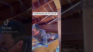 Parallel joists crawling tight attic work space hvac electrician dream safety equipment￼ [upl. by Ashton]