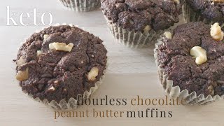 Keto Flourless Chocolate Peanut Butter Muffins [upl. by Ruvolo427]