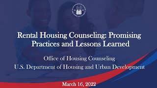 Housing Counseling Webinar Rental Housing Counseling  Promising Practices and Lessons Learned [upl. by Derian]