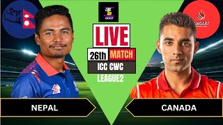 Nepal vs Canada WCL2 Live Cricket Match No 26 [upl. by Karlik640]