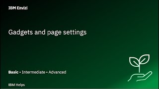 Envizi Gadgets and page settings [upl. by Aisemaj]