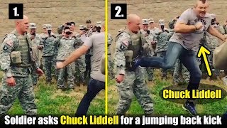 Soldier asks Chuck Liddell for a jumping back kick this is what happened [upl. by Itraa]