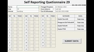 Skoring Self Reporting Questionnaire SRQ 29 [upl. by Ede]