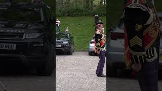 Drum Majors lead the Massed Highland Pipe Bands on the March to Dunrobin Castle in Scotland shorts [upl. by Kerk]