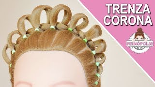 TRENZA CORONA  PEINADOS FACILES y RAPIDOS con Trenzas para Niñas de Fiestas [upl. by Cello]