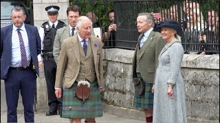 King Charles III welcomed to Balmoral in Scotland by Royal Guard of honour and pony 21st August 2023 [upl. by Eimma]