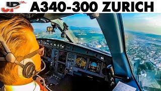 Piloting AIRBUS A340 into Zurich  Pilot Briefings amp Beautiful Approach [upl. by Claribel]