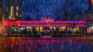 🌧️ Rainy night at Singletons bar with vibrant neon lights reflecting on the wet streets [upl. by Chin485]