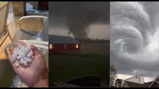 Tornadoes and Hail Tear Through the Central US Compilation [upl. by Aleacim547]