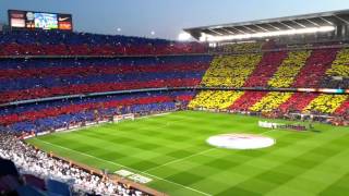 FC Barcelona  Real Madrid ESPECTACULAR el Camp Nou cantando el himno [upl. by Harilda300]