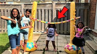 Kids Inflatable Limbo Challenge family fun game with HZHtube kids fun [upl. by Aniela]