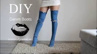 DIY Denim Boots  Tijana Arsenijevic [upl. by Tirma266]