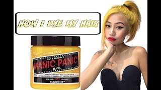 HOW I DYE MY HAIR  BLACK TO YELLOW [upl. by Holzman]