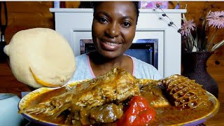 Asmr mukbang palm nut soup with cassava fufu [upl. by Mazonson520]