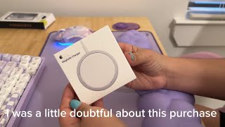 Apple MagSafe Charger ❤️ unboxing and thoughts ✨ [upl. by Maiah]