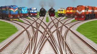 Trains Crossing Railroad Tracks  BUMPY BRANCHED RAILWAYS STATION  train simulator classic [upl. by Elvah]