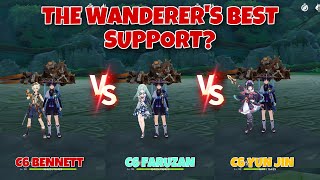 The Wanderer w C6 Bennett vs C6 Faruzan vs C6 Yun Jin Gameplay Comparisons Who’s His Best Support [upl. by Bijan]